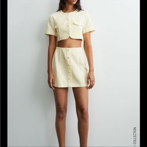 Zara linen blended two piece skirt set XS